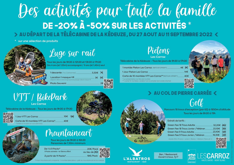 Special offers on summer activities -20% to -50%